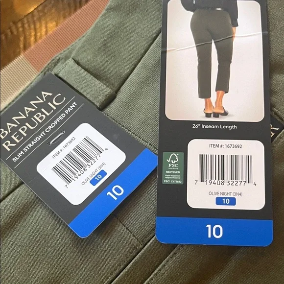 Banana Republic Forest Green Straight Cropped Pants - Picture 2 of 5